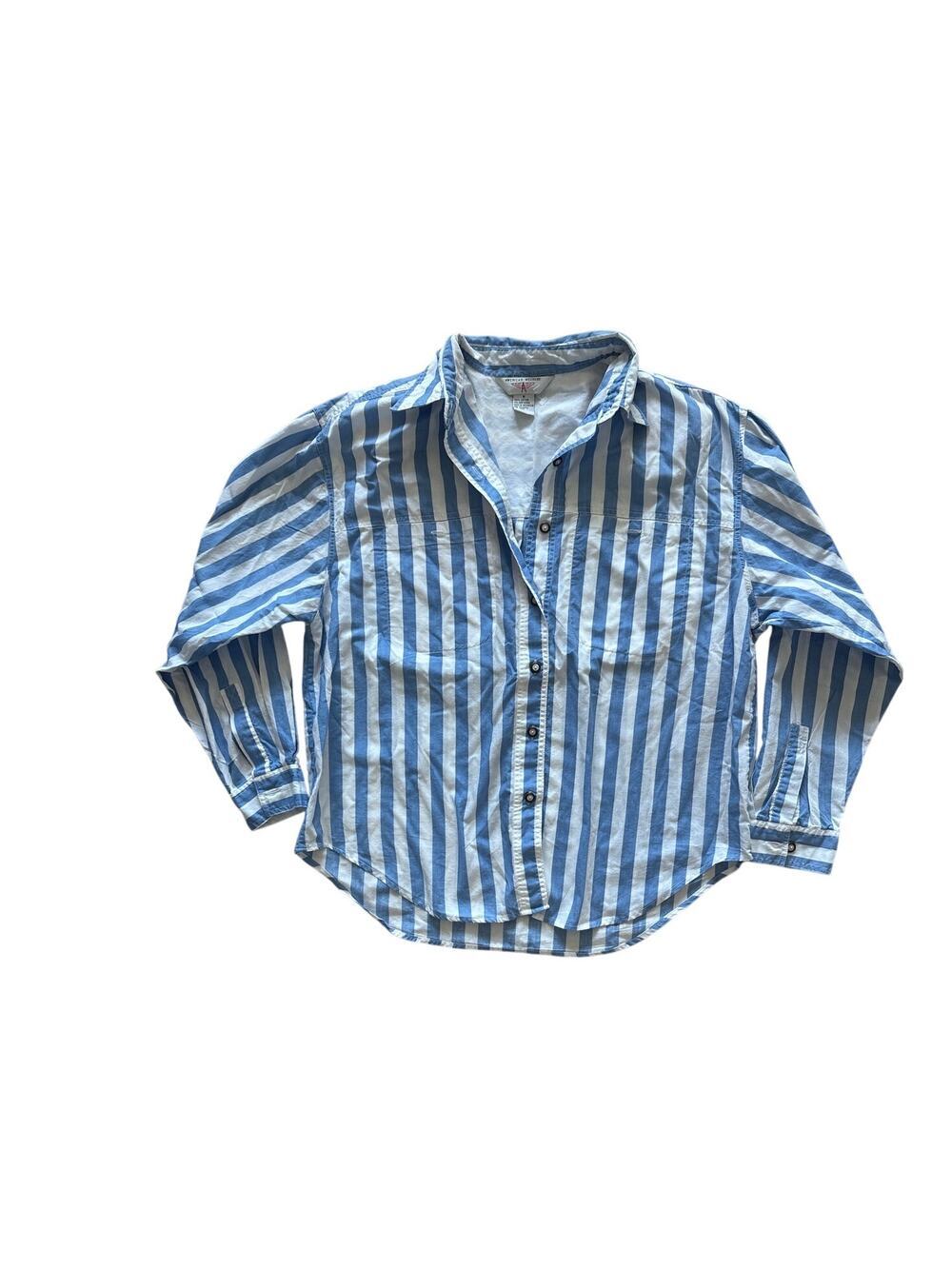 American Weekend Blue White Striped Nautical Shirt M